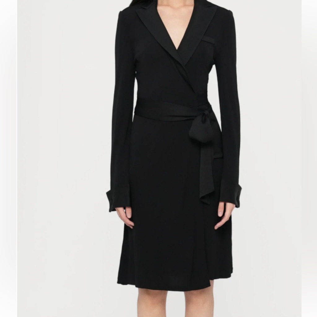 Diane Vin Furstenberg Black Wrap Tie-Accent Women's Dress